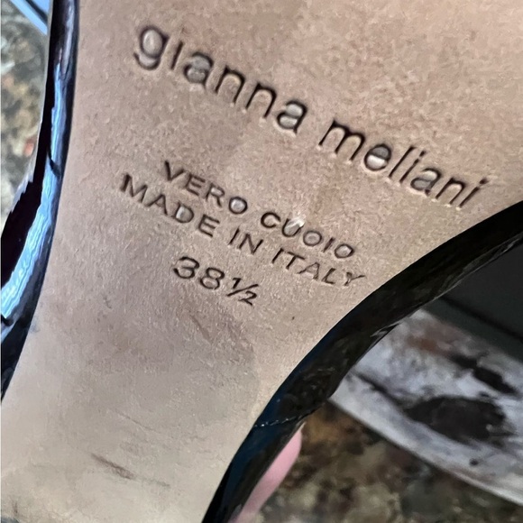 GIANNA MELANI MADE IN ITALY LEATHER Elegant Black Heel Transparent Block Heel - Picture 7 of 10